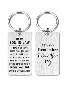 Son In Law Keychain Gifts from Mother in law, Future Son-in-Law Gift Ideas, Happy Christmas Birthday Keychain With Bag, Minimalist Design Keychain