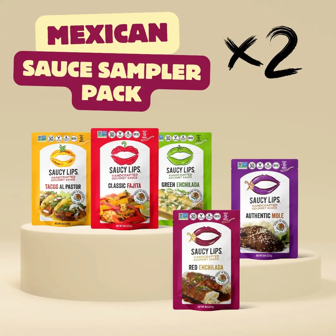 Saucy Lips Authentic Mexican Sauce Sampler (10 Pack), Traditional Flavors and Spices Blend, Perfect for Meats and Veggies, Easy Meals in Minutes