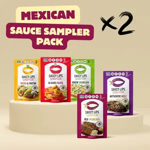 Saucy Lips Authentic Mexican Sauce Sampler (10 Pack), Traditional Flavors and Spices Blend, Perfect for Meats and Veggies, Easy Meals in Minutes