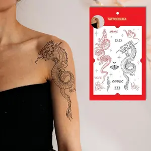 Red Dragon (LB-181). Temporary tattoos. Party tattoos. Kids tattoos. Custom design. Tattoo sets. Ukrainian. Realistic. Waterproof