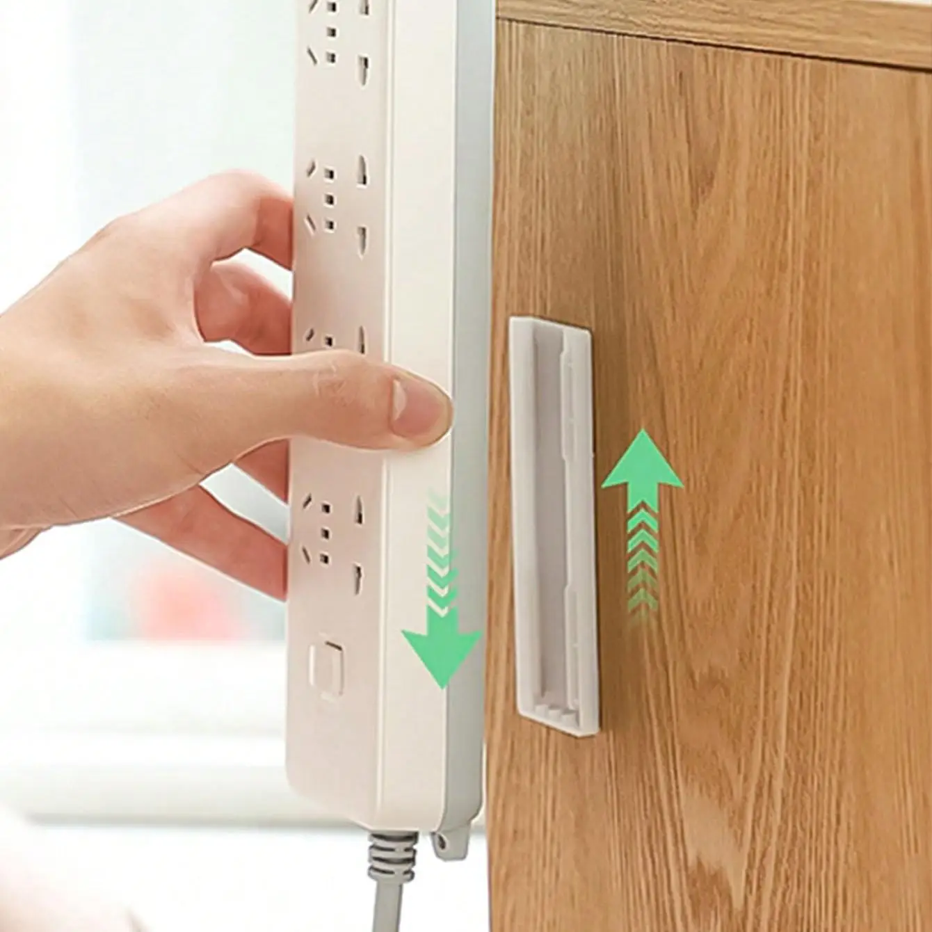 White Wall Mounted Plug Holder, Punch Free Self Adhesive Wall Mounted Plug Holder, Home Organizer for Kitchen Living Room