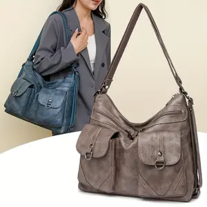 Women's Convertible Shoulder Bag with Adjustable Strap, Versatile Backpack Style, Solid Color Faux Leather Magnetic Closure, Polyester Lined - Black & Light Brown Options from Guangzhou