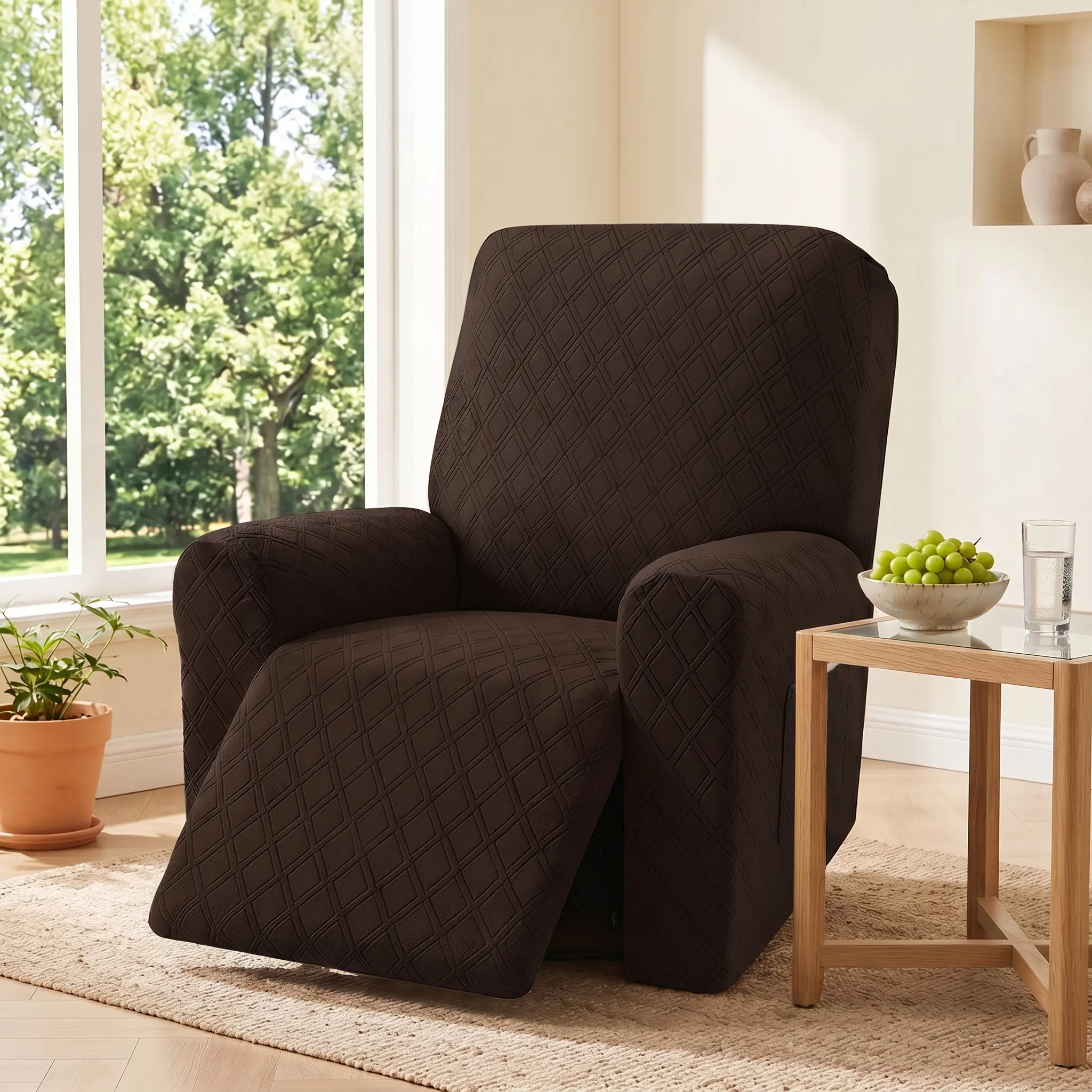 Stretchy & Non-Slip Recliner Cover with Side Pockets – Extra Large Printed Design, 4-Season All-Round Protection for Living Room, Bedroom & Office, Perfect for Easter & Valentine's Day Decor sohochic
