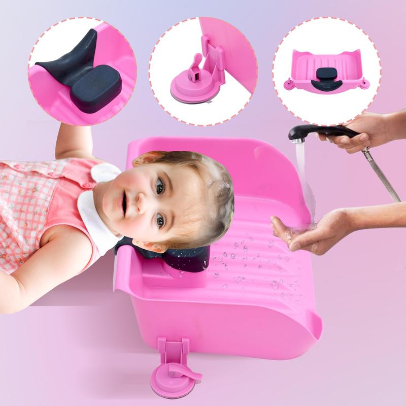Portable Shampoo Basin for Children,The Elderly,Pregnant Woman,Friends Tear Free Hair Wash at Home(Pink)