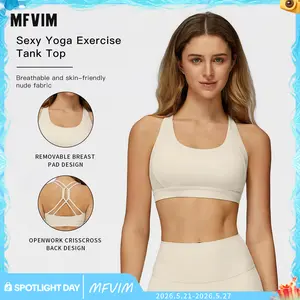 MFVIM Women’s Padded Tank Top Sports Bra - Athletic Fitted, Fitness Seamless Activewear, Breathable Comfortable Solid Color Workout Camisole for Gym, Outdoor Activities