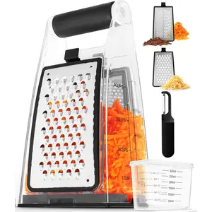 Deal -Cheese Grater with Container & handle,Cheese Shredder Lemon Zester Grater,for Kitchen Stainless Steel Food Grater - Vegetable Peeler and Storage Box.