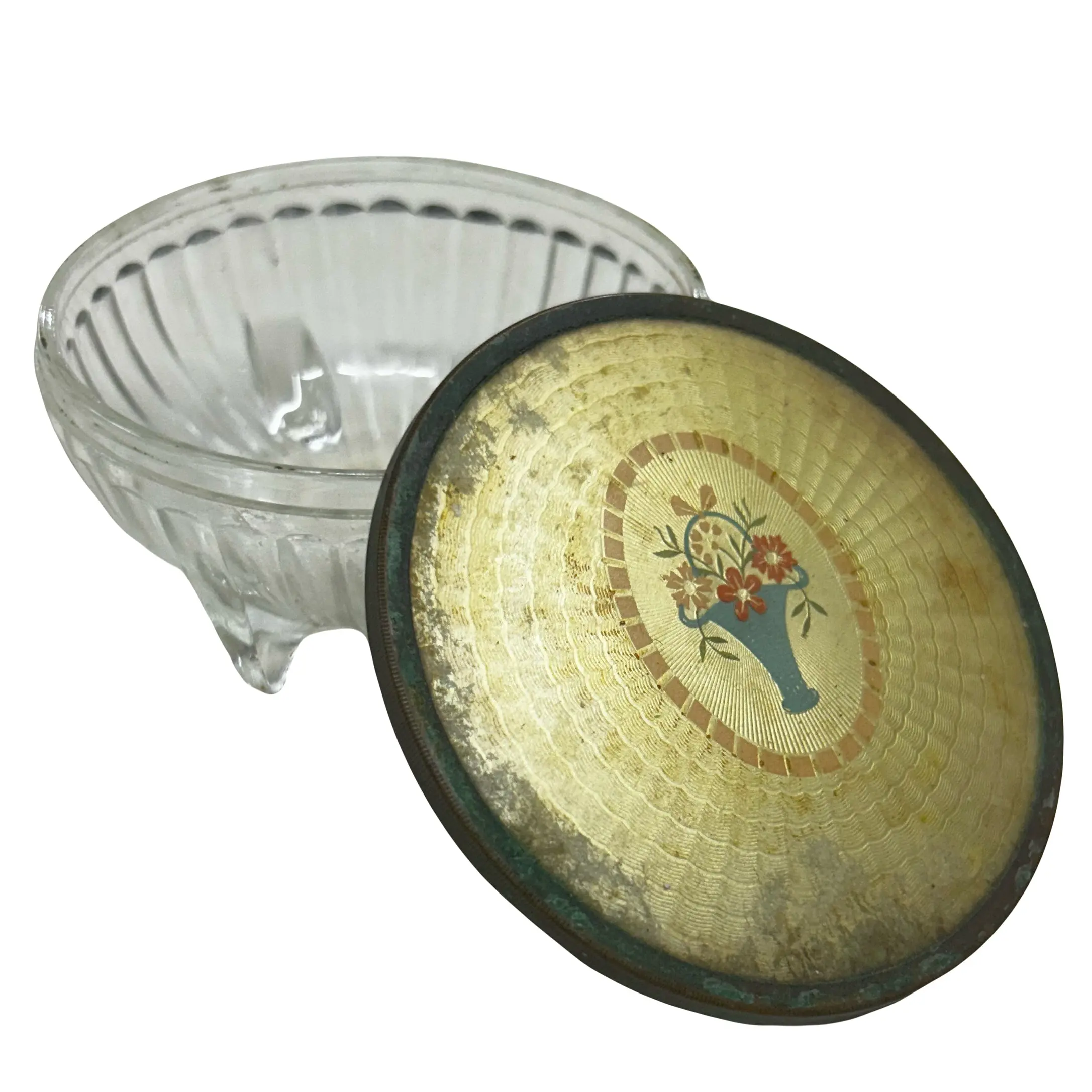 Glass Vanity Powder Canister with Flower Lid, Home Organizer Storage Jar
