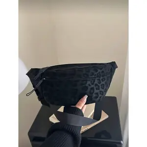 Velvet Leopard Print Crossbody Bag/waist Pack, Unisex, Suitable for University/school, Commuting/office, Holidays/parties/vacations