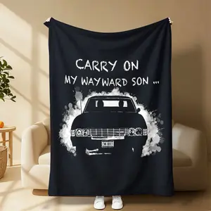 Supernatural Classic Car Pattern Office Chair Blanket, Carrying My Wayward Son Theme, Soft Polyester Suitable for All Seasons, Durable Lightweight Home Decor Accessory Suitable for giving as gifts to son