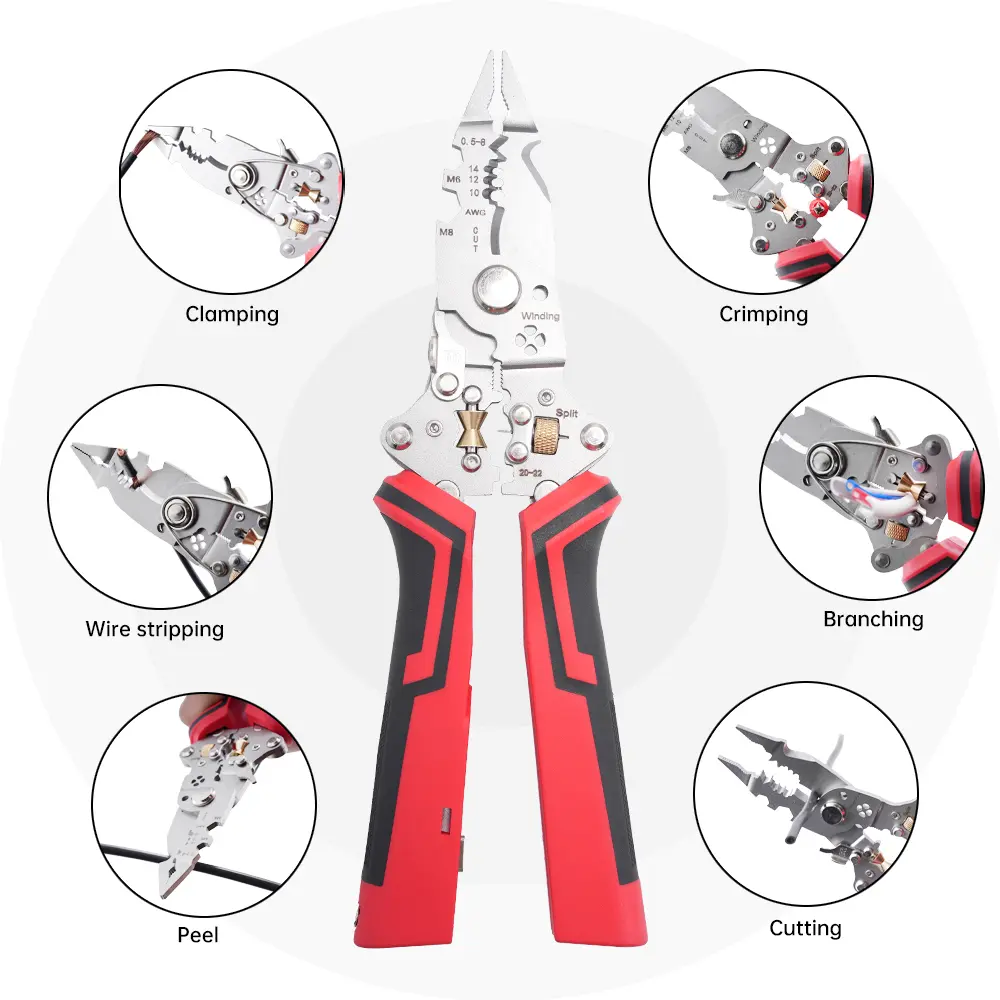 Electrical Testing Tool (24V–220V)，Electrician's Tools，Multifunctional Pliers, Wire Strippers, Home Repair Tools，Features gripping, wire stripping, winding, and wire splitting functions. Electrician Multi-Function，tools and gadgets for him automechanic