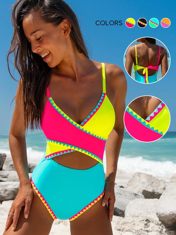 Popvil Wrap Shell Trim Cutout Crossover Neno One Piece Swimsuit Tummy Control High Waisted Swimsuit for Women, Neon One Piece,dealsforyoudays Popvil Wrap Shell Trim Cutout Crossover Neno One Piece Swimsuit Tummy Control High Waisted Swimsuit for Women, Neon One Piece,dealsforyoudays