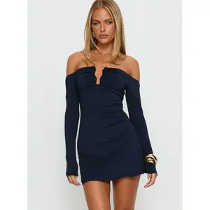 Imeralda Hardware Long Sleeve Mini Dress Navy