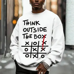 Men's Think Outside The Box Tic-Tac-Toe Print Cotton Casual Sweatshirt