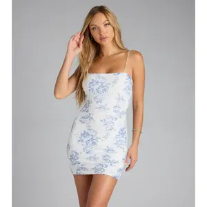 Analeia Floral Cutout Beaded Mini Dress