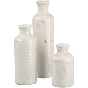 Sullivans White Ceramic Vase Set, Farmhouse Decor, Home Decorative Vase, Vases for Your Kitchen, Bedroom, Office, Living Room, Bathroom, & Shelf Centerpiece Table Decorations (CM2333) Sullivans