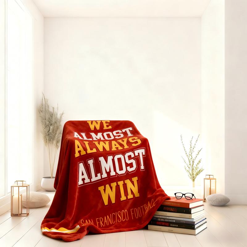 Football Blanket Gifts of San Francisco, Game Day Blanket Snuggle Up in Ultra-Soft Flannel with SF Vibes We Almost Always Almost Win Throw , Football Gift For Him Multipurpose Use