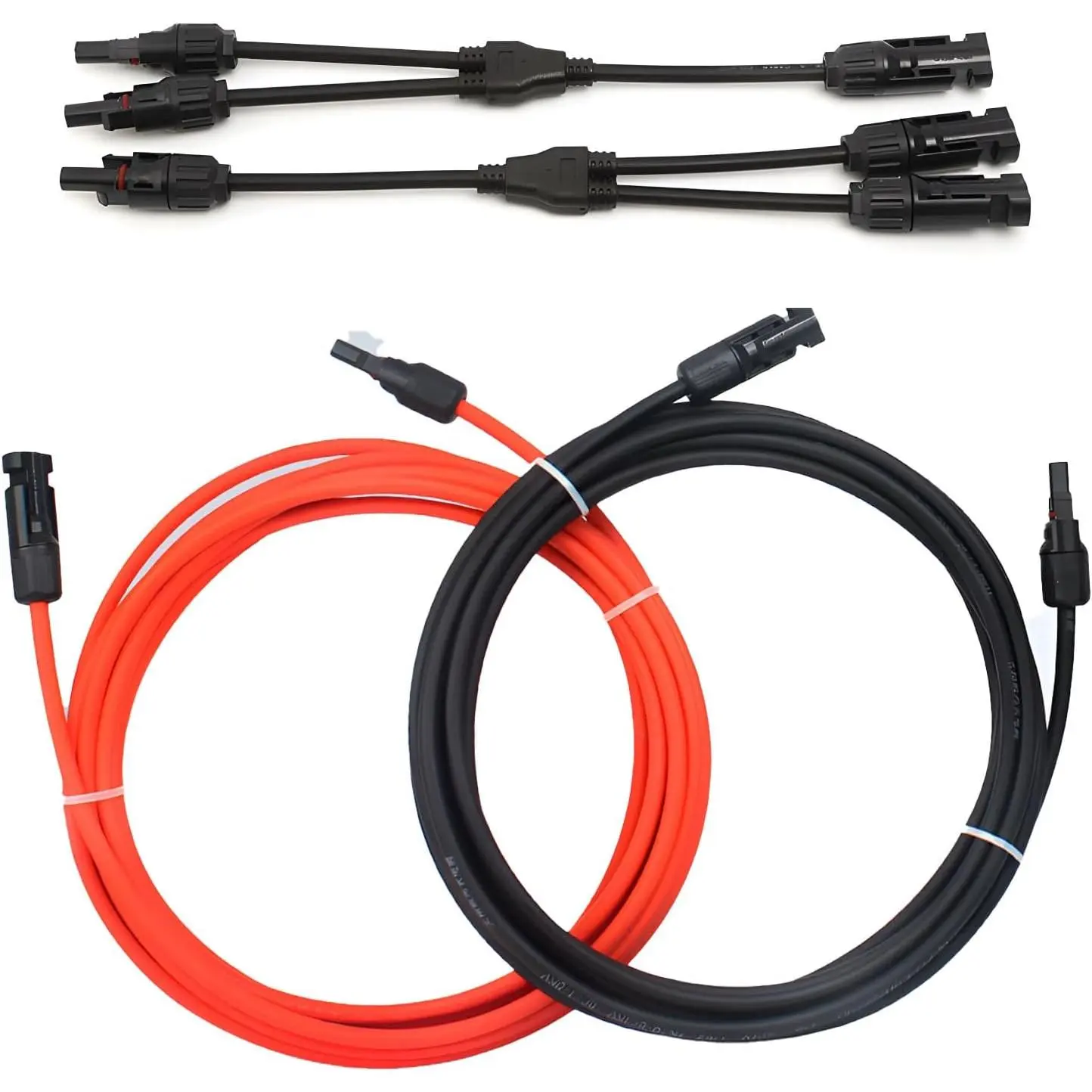 10FT 10AWG Solar Extension Cable with Female and Male Connector with Extra Free Pair of Solar Y Connector Adaptor Kit for Home, Ship and RV Solar Panels