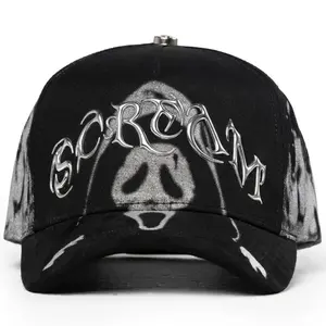 Barbas Hats Scream Streetwear Baseball Cap – Dark skull design, edgy cap for men and women, sturdy crown, unisex adjustable fit, limited collector's edition, no box.