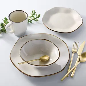 Oxford Ryo, Sandbar Porcelain 16 Piece Dinnerware Set, Service for 4
