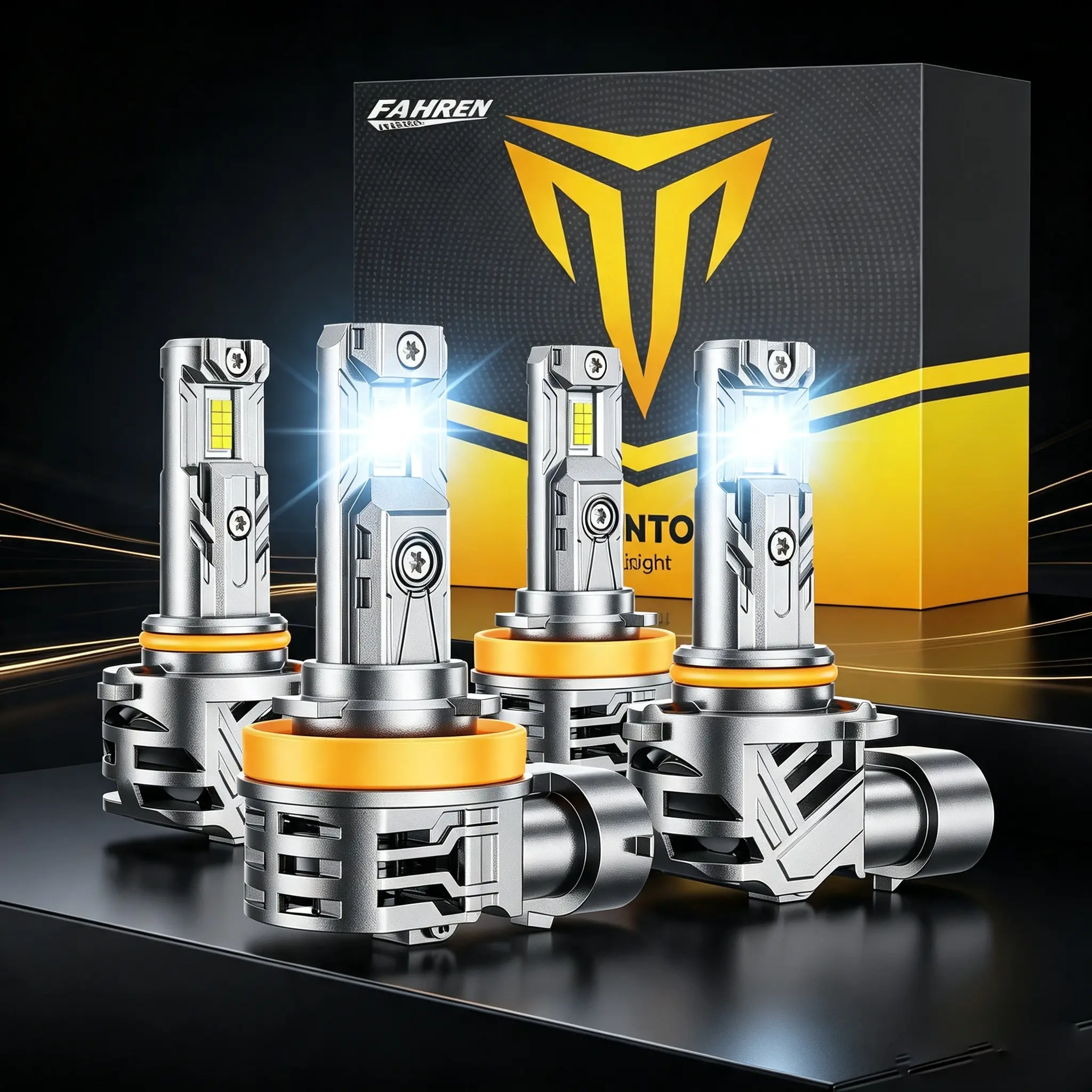 60000LM Ultra Bright LED Bulbs Combo, FAHREN H11 H8 H9 / 9005 HB3, 900% Improved Visibility, 6500K Cool White, Off-Road Headlight & Fog Lights