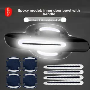 Car Door Handle Reflective Warning Sticker, Scratch Protection Soft Gel Film, Painted Scratches Guard for Car Doors