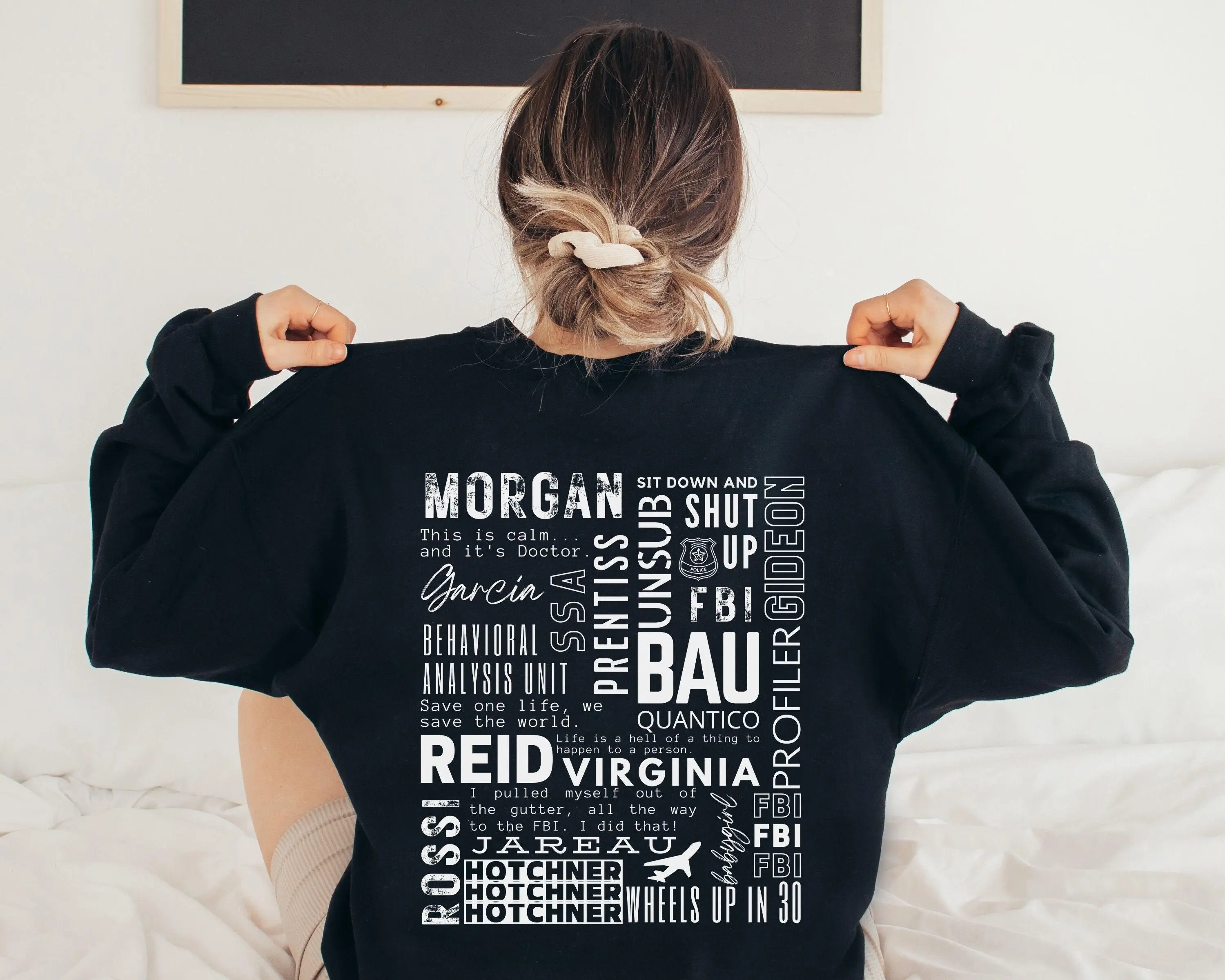 Gildan Women's Pullover Hoodie Top - Comfy Round Neck Sleeves, Polyester-Cotton Spandex-Yarn Satin Knit Fleece, Criminal Minds BAU Quantico Quotes Digital Print, Fitted Style, Functional Pocket, Ribbed Soft, All Sizes