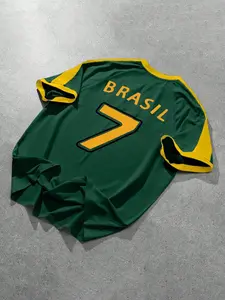 Brazil #7 Retro Soccer Jersey | Football Shirt | Y2K Street Style | Loose Casual Sports T-Shirt | Available in Multiple Colors | TikTok Popular World Cup Inspired Top