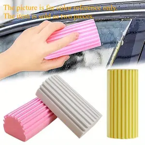 2pcs Car Damp Clean Duster Sponges Dual Sided Sponge Reusable Eraser Brush Blinds kitchen Window Sponge humedo Duster Cleaning Tools Auto Accessories