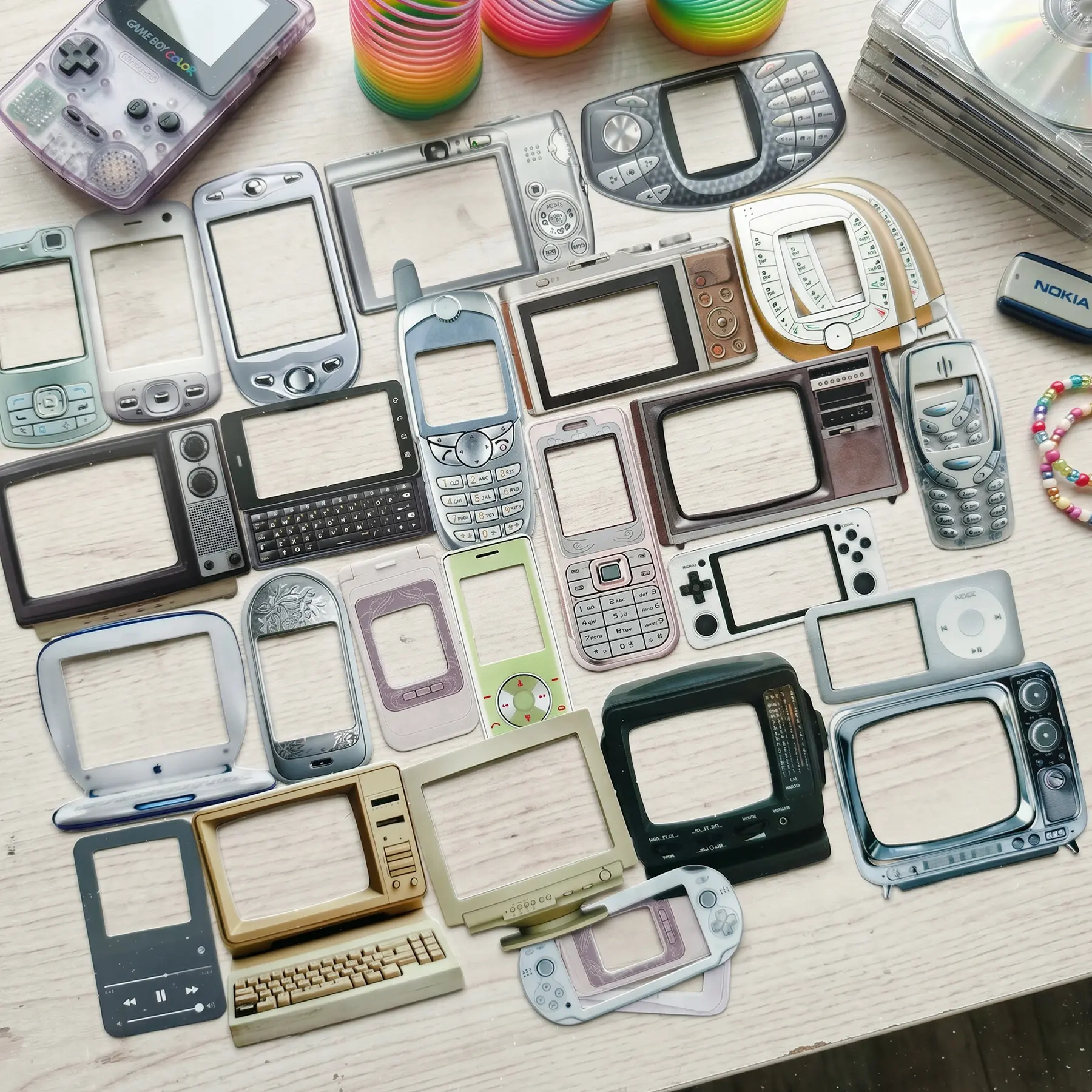 3 Styles 100-108 Pcs Y2K Retro Tech Frame Stickers with DIY Blank Screens - Vintage Electronics, Digital Devices & Desktop Dialog Box Decals for Scrapbooking, Journaling and Collage