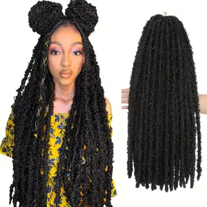 New Fashion [Ombre Synthetic Butterfly Locs] 10 Strands Ombre Synthetic Curly Butterfly Locs Crochet Hair Extensions 24 Inch Faux Locs Crochet Braids Pre Looped Soft Locs Afro Synthetic Hair Extensions For Women Halloween Christmas