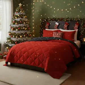 Downluxe 3 PCS Reversible Comforter Set Ultra Soft Multi-color Bedding Ultra-Soft Elegant Design Christmas Gifts Machine Washable Twin Queen King size Breathable Puffed Quilt