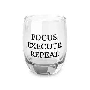 FOCUS EXECUTE REPEAT Whiskey Glass | Motivational Rocks Glass