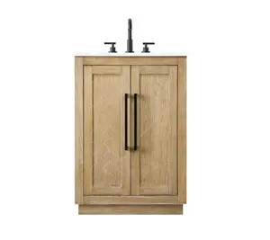 212 MAIN 24-in. Transitional Single Bathroom Vanity - Solid Wood Bathroom Cabinet, Undermount Sink, Linen Oak Finish, Natural Veins (Model VF29024LO)