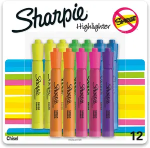 Sharpie Tank Style Highlighters Chisel Tip Fluorescent Highlighter Marker Set Office and Teacher Supplies Assorted 12 Count Sharpies
