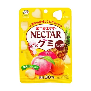 FUJIYA NECTAR Mixed Fruit Gummy Candy 48g - Heart Shape, 30% Fruit Juice, Japanese Snack
