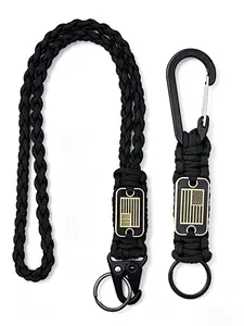 2 Pack Heavy Duty Paracord Lanyard Keychain - USA Flag Military Grade 550 Paracord for Outdoor Camping Hiking | Rustproof EDC Survival Gear