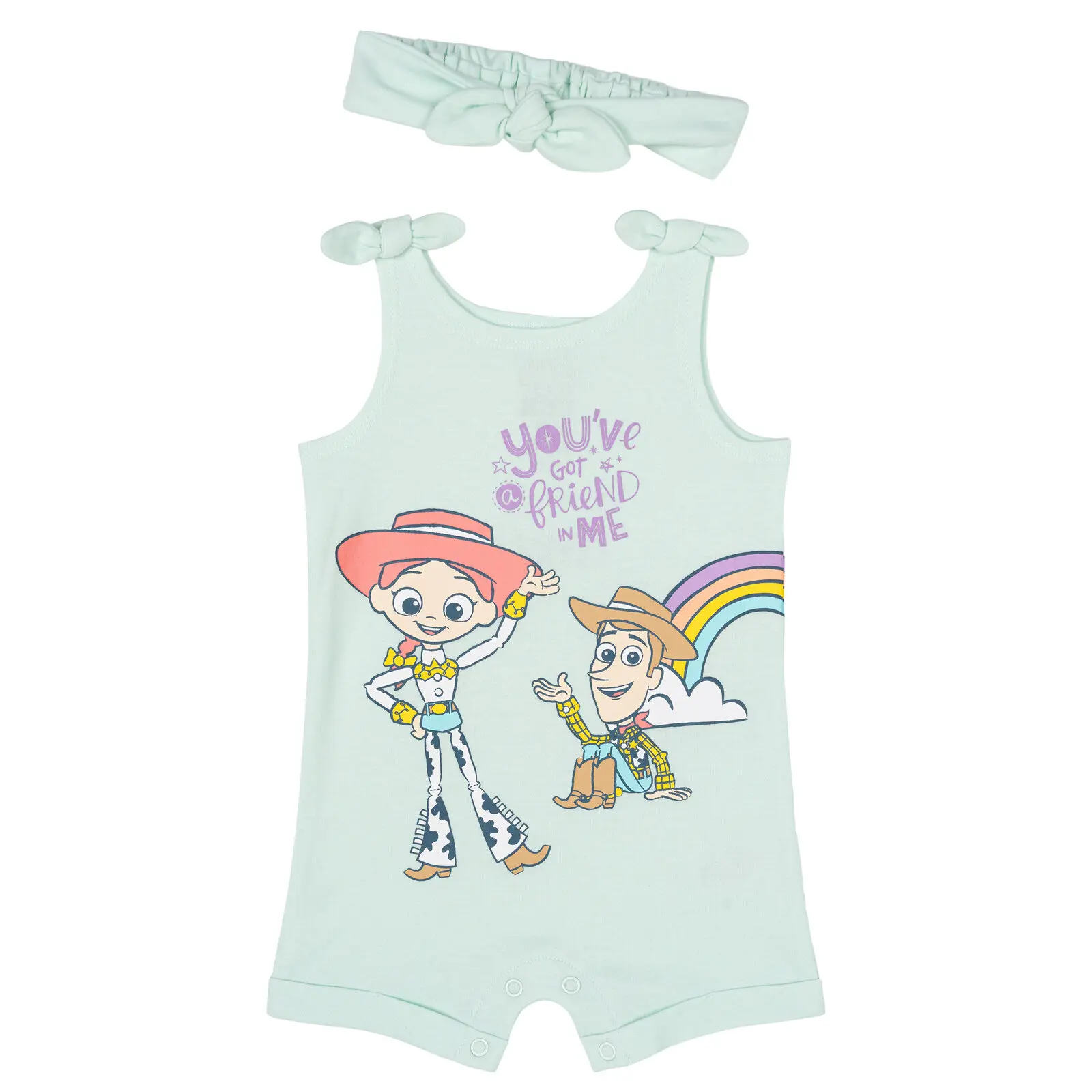 Disney Toy Story Toddler Girls' Graphic Sleeveless One Piece and Headband Outfit Mint