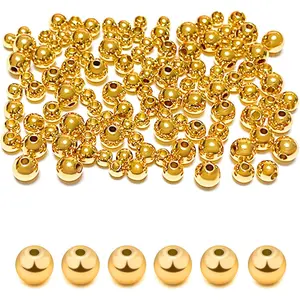 600 count 18K  Filled Spacer Round Beads,Seamless Smooth Metal Round Beads, Filled Solid Brass Beads for DIY Bracelet Necklace Earring  Making (2MM)