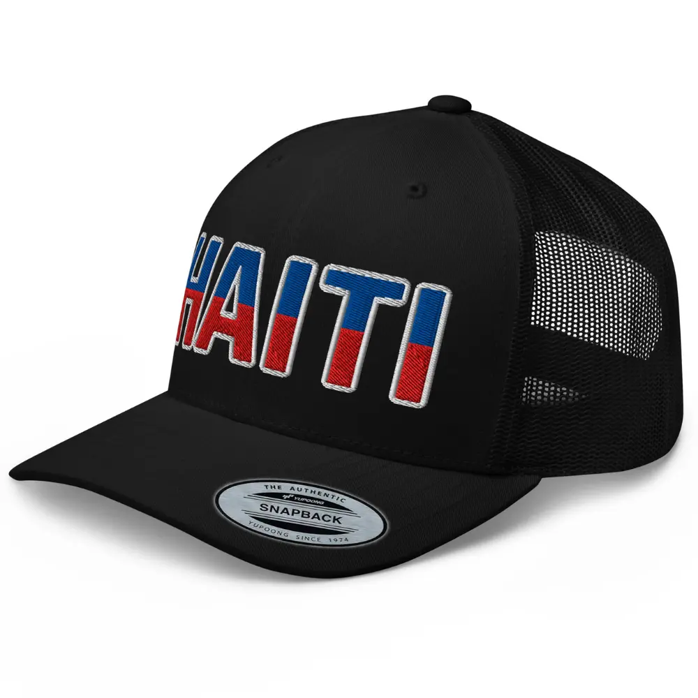RIVEMUG NX Haiti Embroidered Curved Bill Trucker Hat Mid Crown Adjustable Haitian Cap