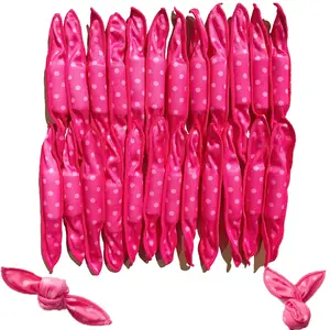 40Pcs No Heat Satin Pillow Hair Rollers, Soft Sponge Overnight Hair Curlers with No Indentation, Sleep In Hair Rollers for Long Medium Hair, Travel Friendly Heatless Curls Styling Kit for Beach Waves Loose Waves