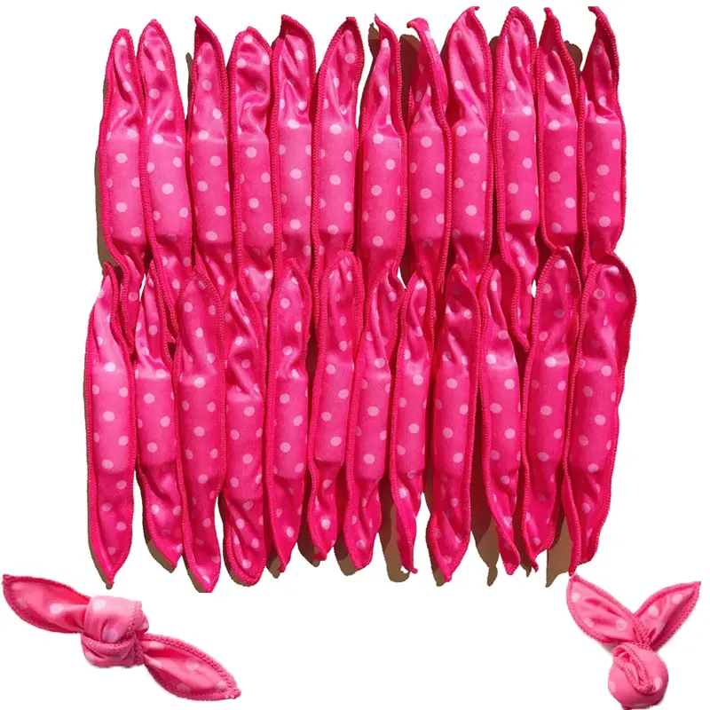 40Pcs No Heat Satin Pillow Hair Rollers, Soft Sponge Overnight Hair Curlers with No Indentation, Sleep In Hair Rollers for Long Medium Hair, Travel Friendly Heatless Curls Styling Kit for Beach Waves Loose Waves