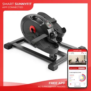 Sunny Health & Fitness Smart Mini Elliptical for Home & Office, Home Gym Workout Fitness, Under Desk Portable Pedal Exerciser, Lightweight Compact Design with Carry Handle, No Assembly, Low-Impact Cardio & Mobility Rehab, Smooth Quiet Operation
