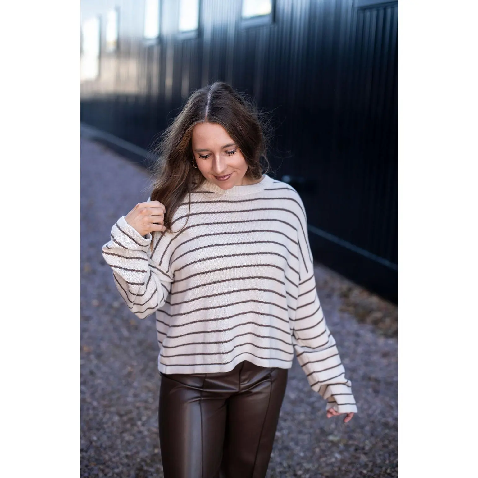 Taupe + Brown Stripe Sweater