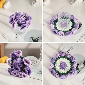 Handmade Crochet Lily, Daisy Coaster Set, Floral Cup Holder with Basket