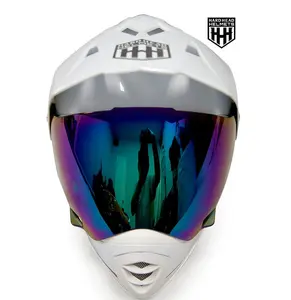 HHH DOT Youth & Kids Helmet for Dirtbike ATV with VISOR- White
