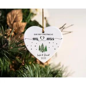 Mr & Mrs Ornament - Wedding Gift - Our 1st Christmas Married - Couples Ornament - Newlywed Gift - Personalized- Housewarming mr and mrs idea