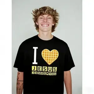 I Love Jesus Jesus Love You Waffle  Shirt, Bryce Crawford Merch, Christian Apparel Graphic Tee, Funny Christian Breakfast T-shirt, Unisex Casual  Cotton Inspirational Quote TShirt, TikTok Viral Unisex Com