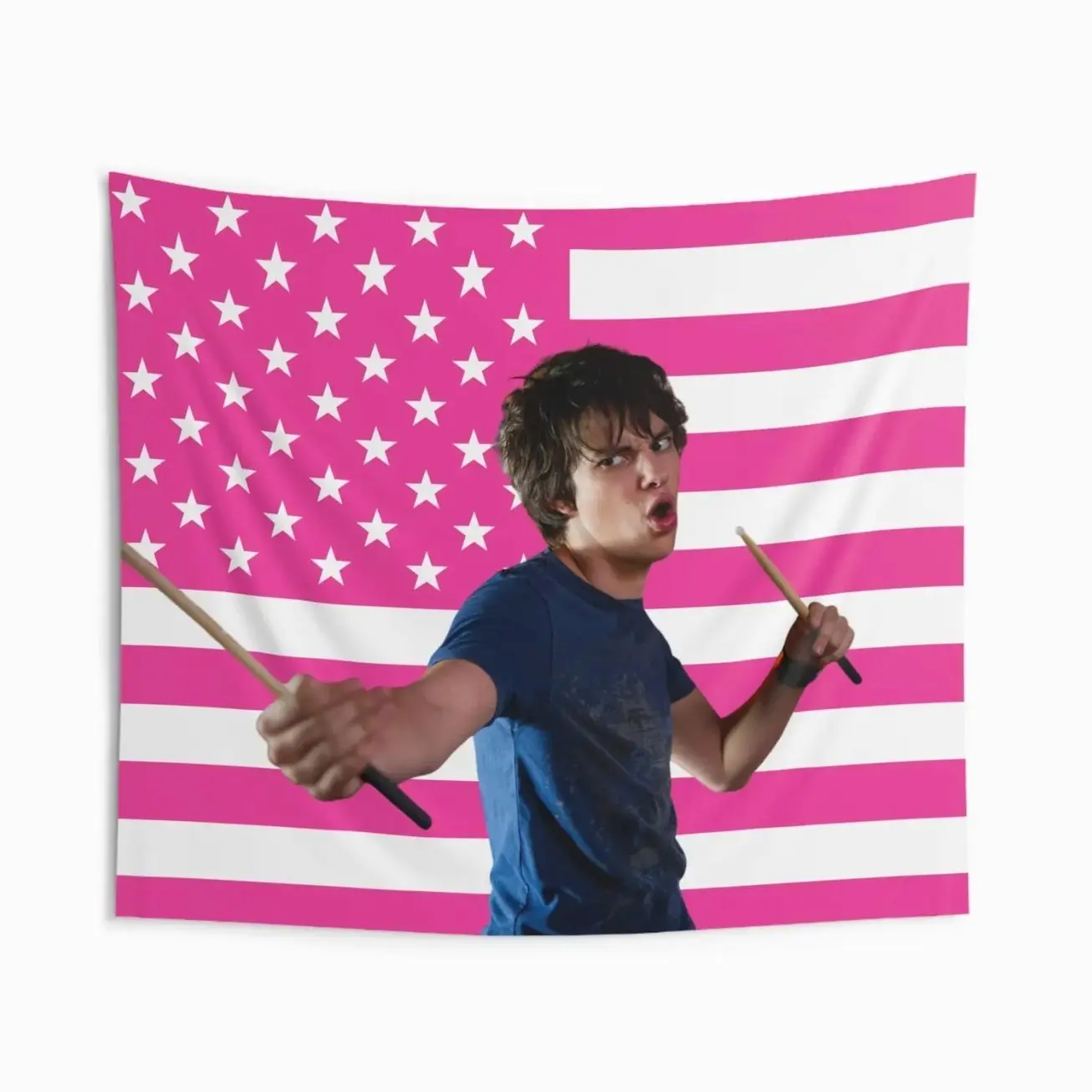 Rodrick drumstick Tapestries, Devon Bostick Pink Flag, Rodrick Heffley Indoor Wall Tapestries