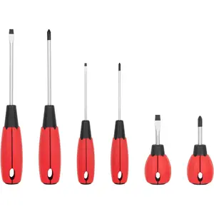 Set, 6- Screw Drivers Tool Set 3 Phillips and 3 Flat , Standard Screw Driver and Stubby  Have Professional Cushion Grip