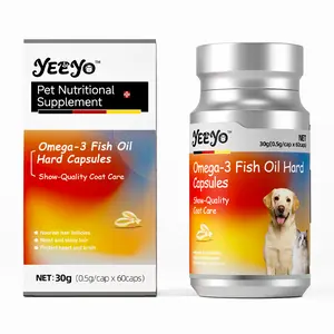 YEEYO Omega 3 Fish Oil Hard Capsules for Dogs & Cats, High-Concentration Deep Sea Salmon Oil Pet Supplement, Nourish Hair Follicles, Reduce Shedding, Support Shiny Coat, Heart, Brain & Immune Health, 60 Easy-Swallow Capsules